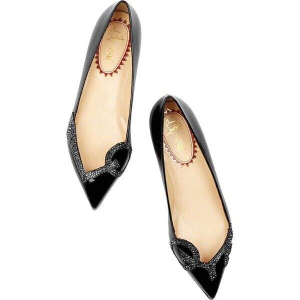 Christian Louboutin PIGALOVE 20ANS Crystal Follies Degrastrass Strass Flat 39.5